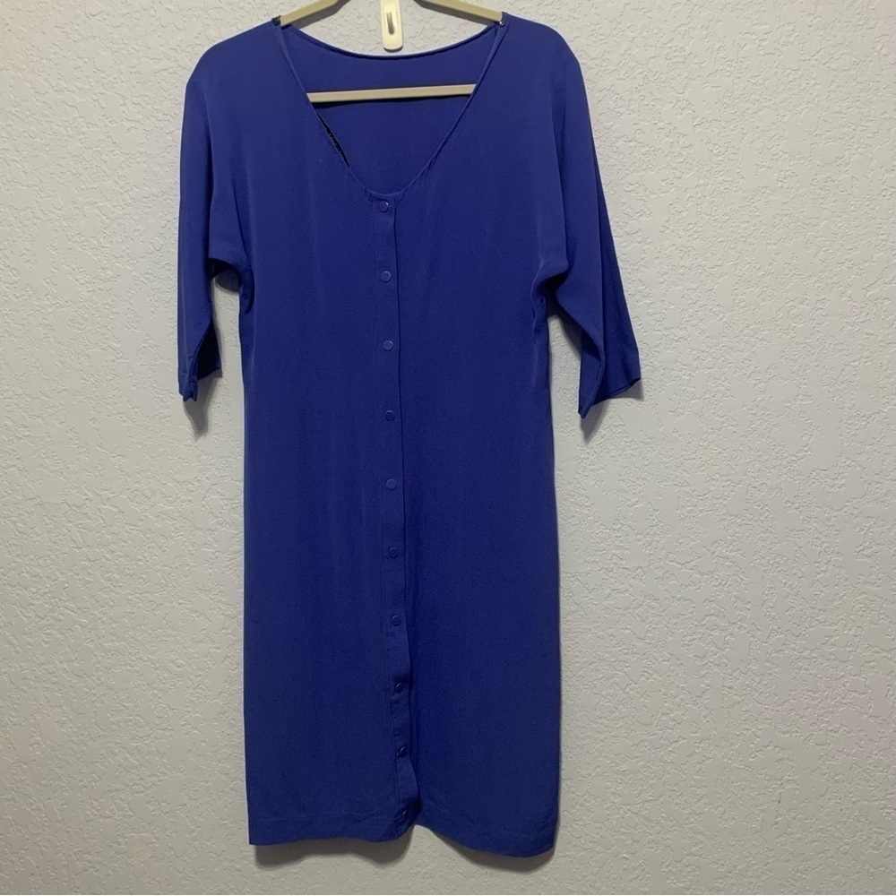 Diane Von Furstenberg Blue Silk Maja Two Back Snap Dress - Picture 3 of 5